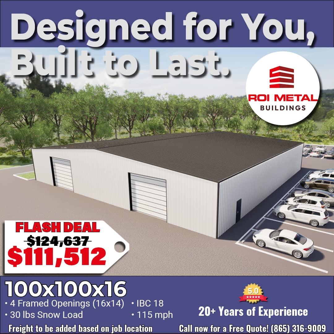 Flash Sale - 100x100x16 Steel Building