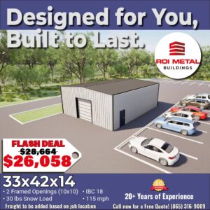 Metal Building Specials - 33x42x14 Reduced Price Steel Building