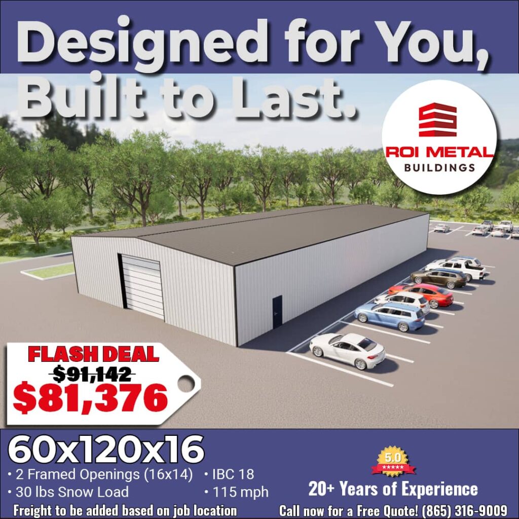 Metal Building Specials - 60x120x16 Steel Building Deals