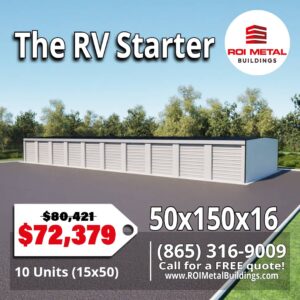 50x150x16 RV Storage Building For Sale (In Stock Metal building Special)