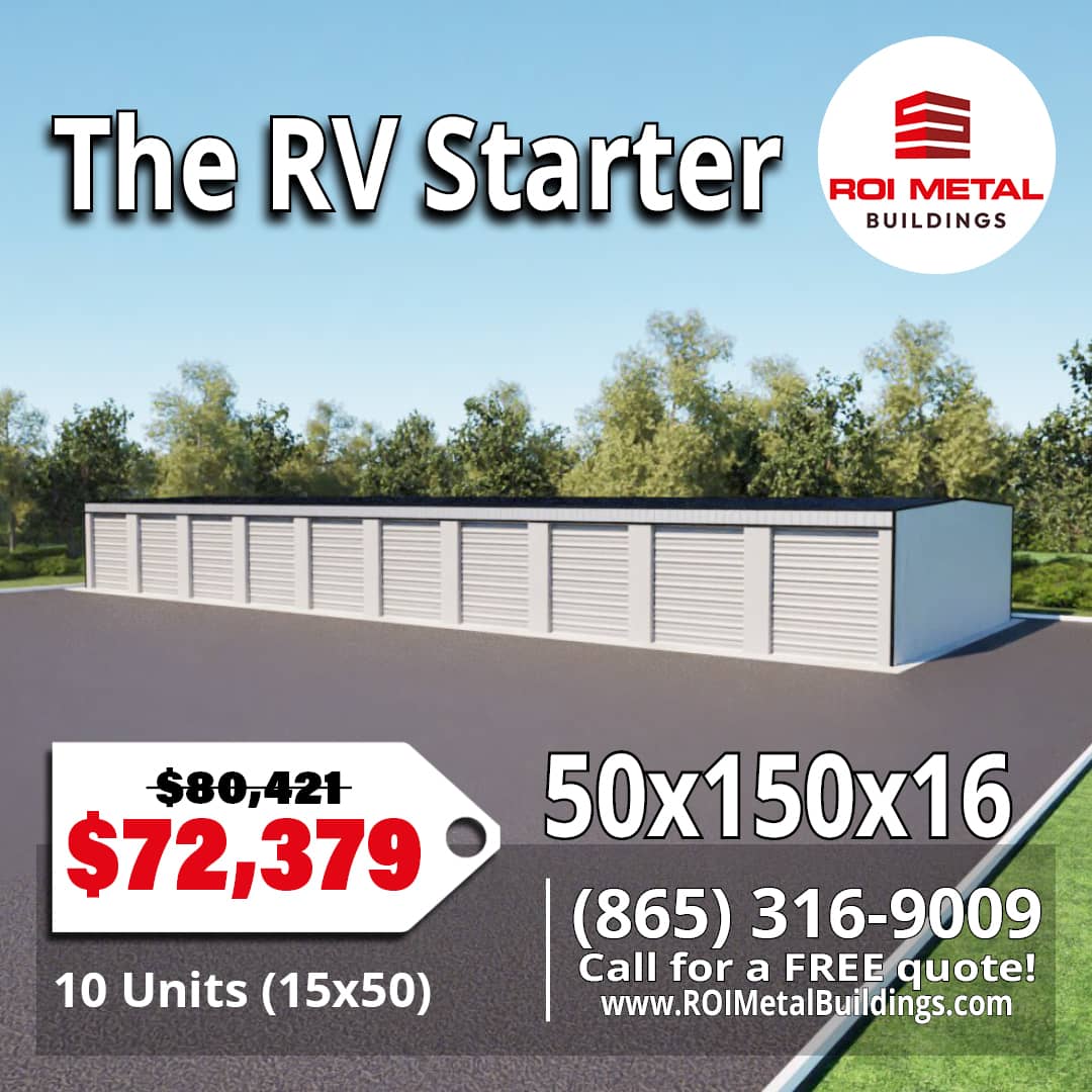 50x150x16 RV Storage Building For Sale (In Stock Metal building Special)