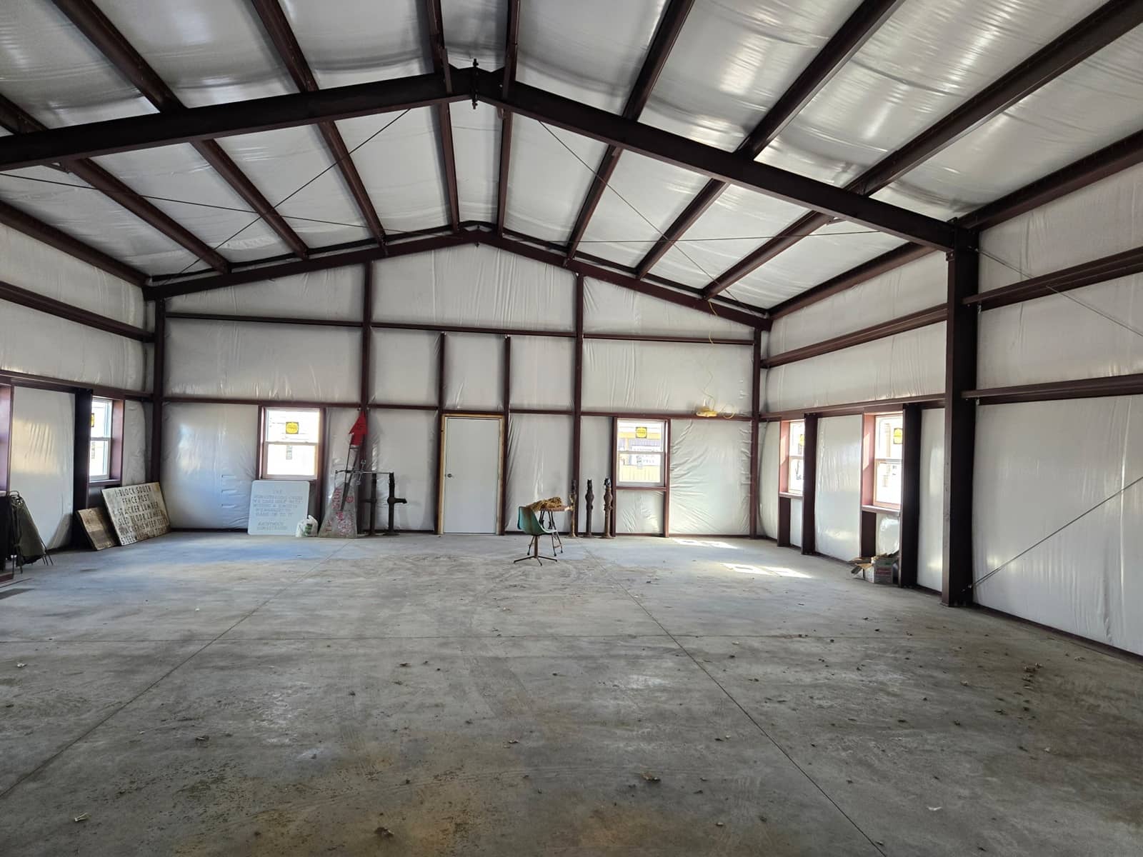 36x60x14-red-iron-storage-building-interior