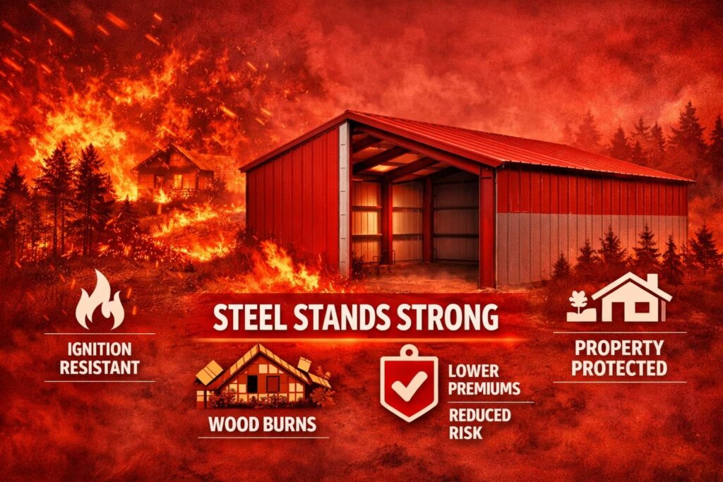 How Fire Resistant Metal Buildings Perform in Wildfire Zones and Why Insurers Favor Them